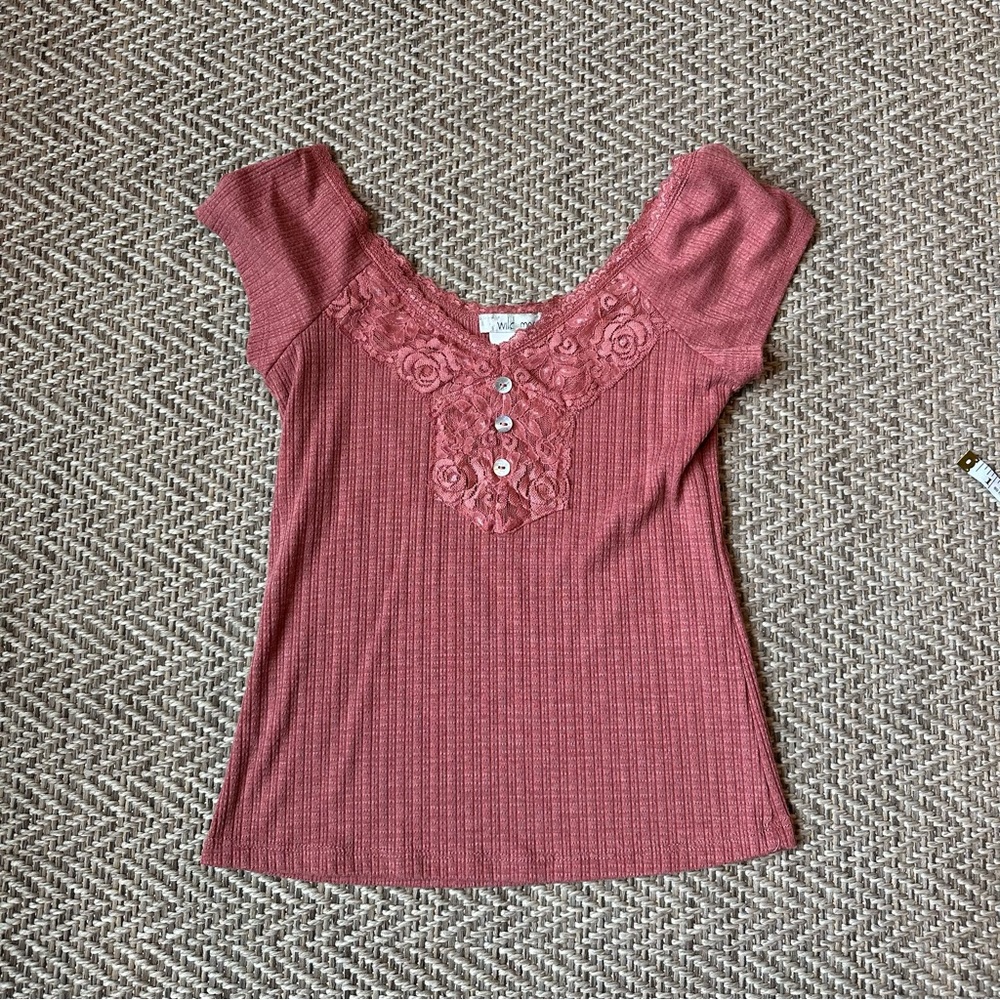 Lace T Shirt Cute Pink Crop Top